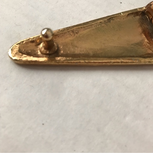 Retro Belt Embossed Copper Color Wide Belt Narrows to Gold Teardrop Buckle Sz M - Picture 4 of 13